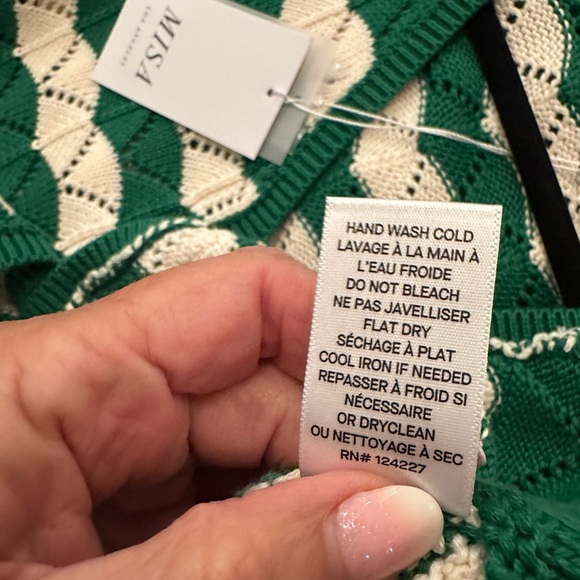 Misa Los Angeles Emerald and White Cardigan with Zigzag Pattern - Picture 8 of 8